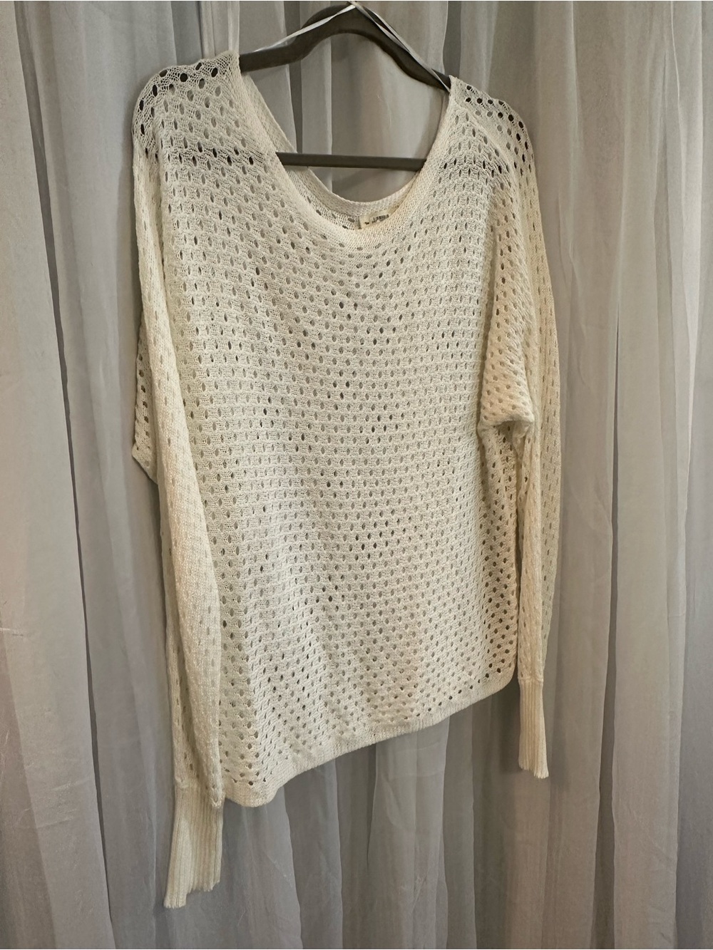 ee:some Women's Cream Open-Knit Sweater